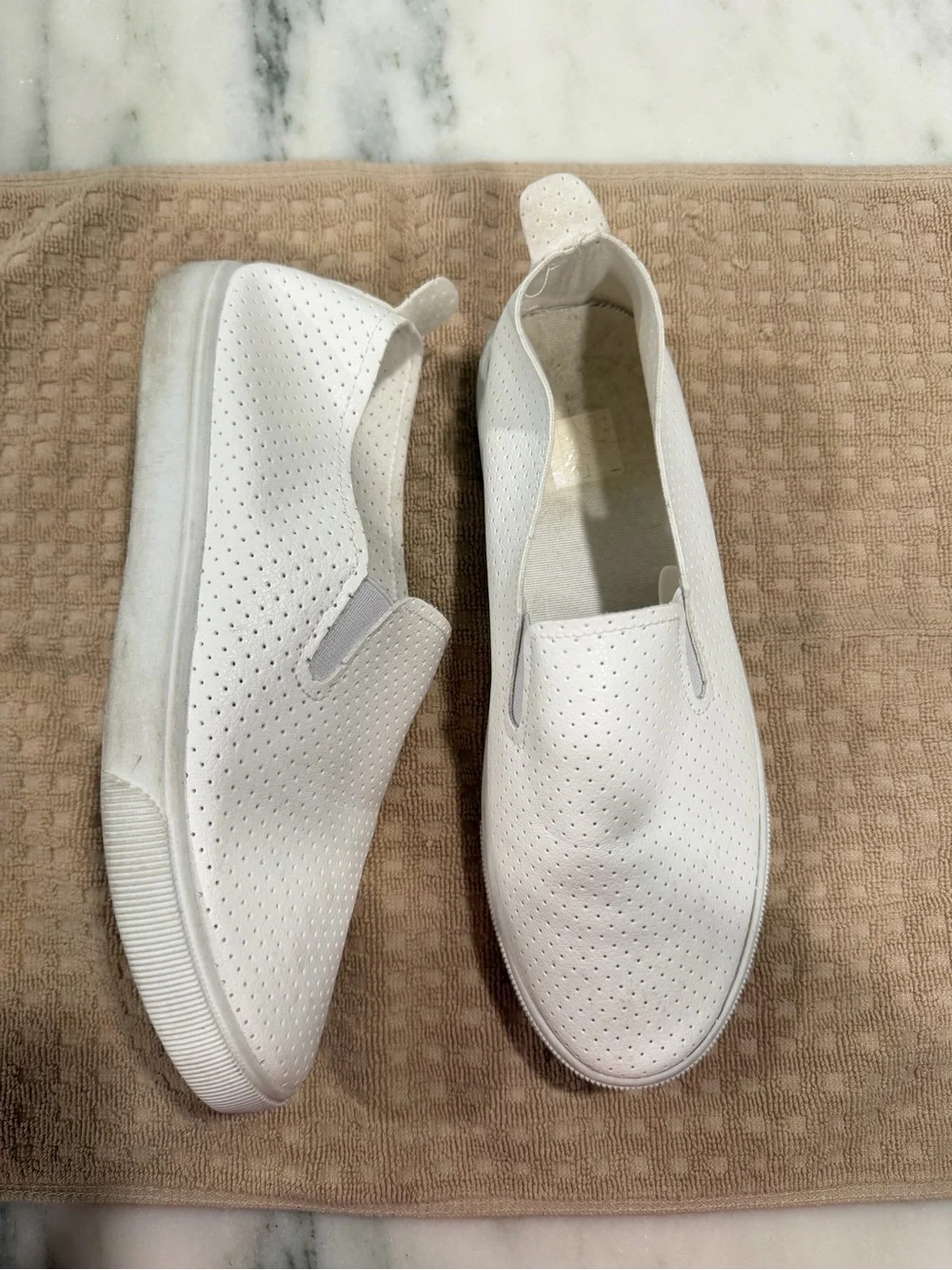 SHEIN White Perforated Slip-On Flats